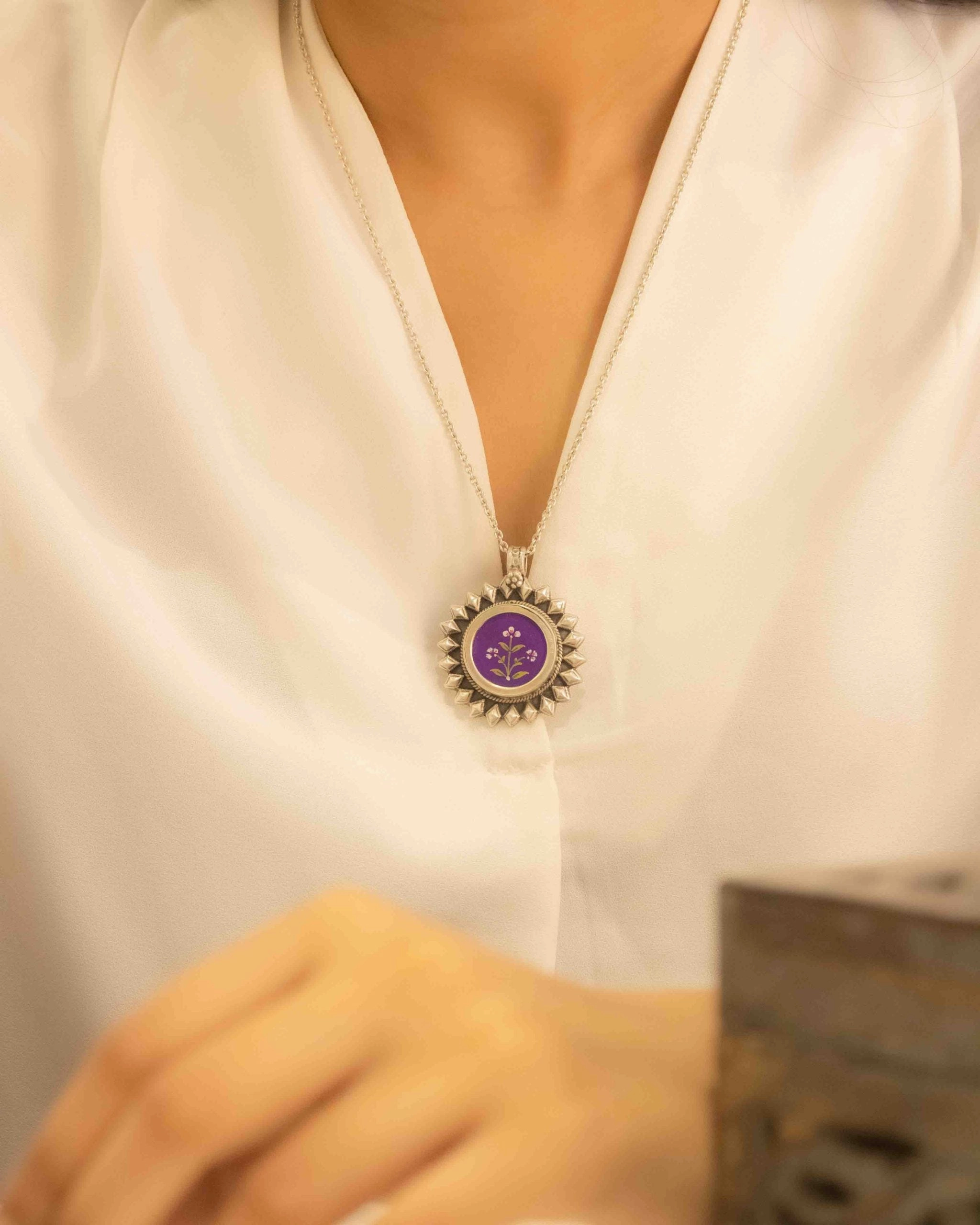 Adya Floral Painted Intricate Necklace Set