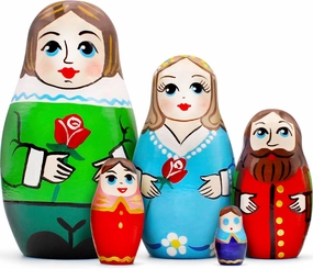 AEVVV Beauty and The Beast Fairy Tale Nesting Dolls Set of 5 pcs - Russian Wooden Matryoshka