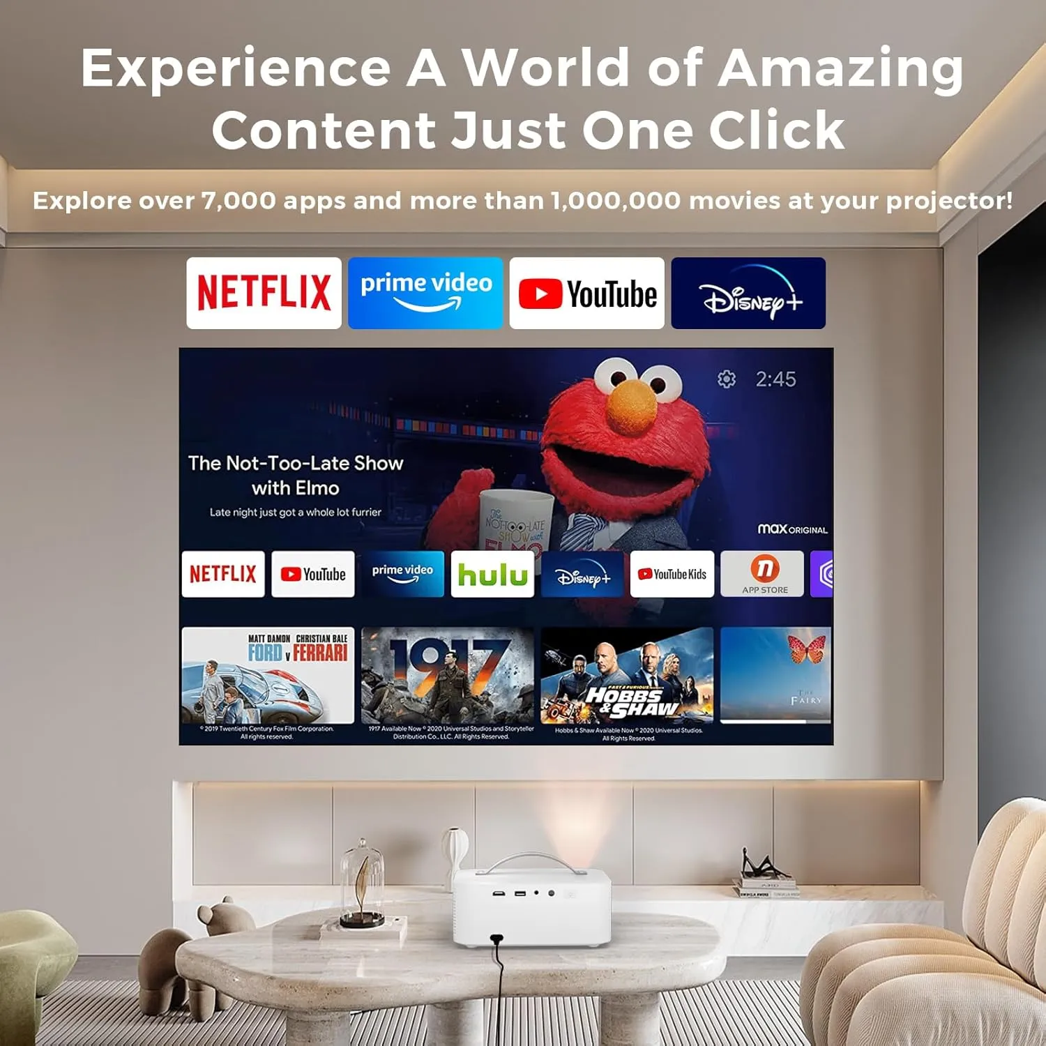 [AI Movin System & 1200 ANSI] Projector-4K with WiFi 6 and Bluetooth, 30W DoIby Audio Netflix-Licensed Projector, One-touch Focus Portable 1080P Outdoor-Projector, Lisowod Smart Proyector with HDR10 
