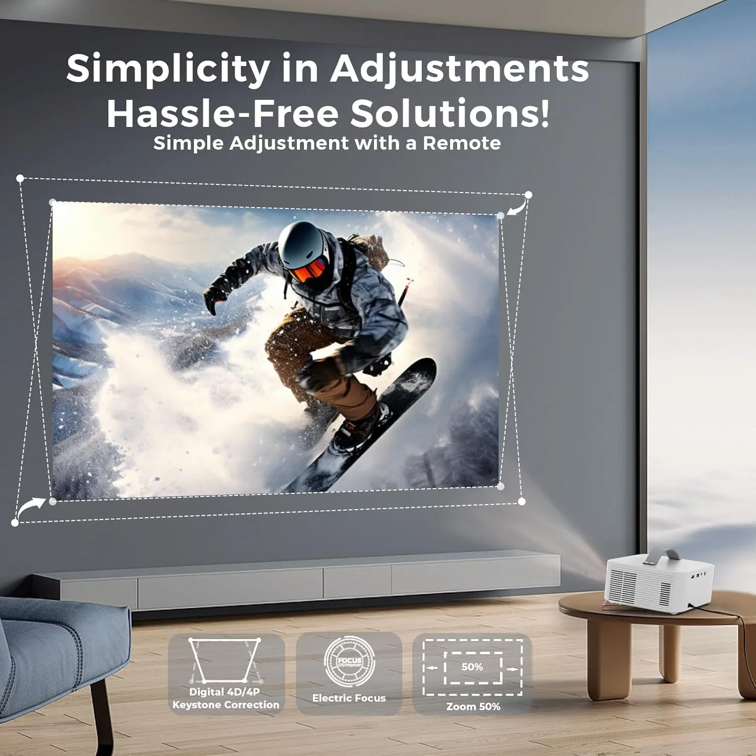 [AI Movin System & 1200 ANSI] Projector-4K with WiFi 6 and Bluetooth, 30W DoIby Audio Netflix-Licensed Projector, One-touch Focus Portable 1080P Outdoor-Projector, Lisowod Smart Proyector with HDR10 