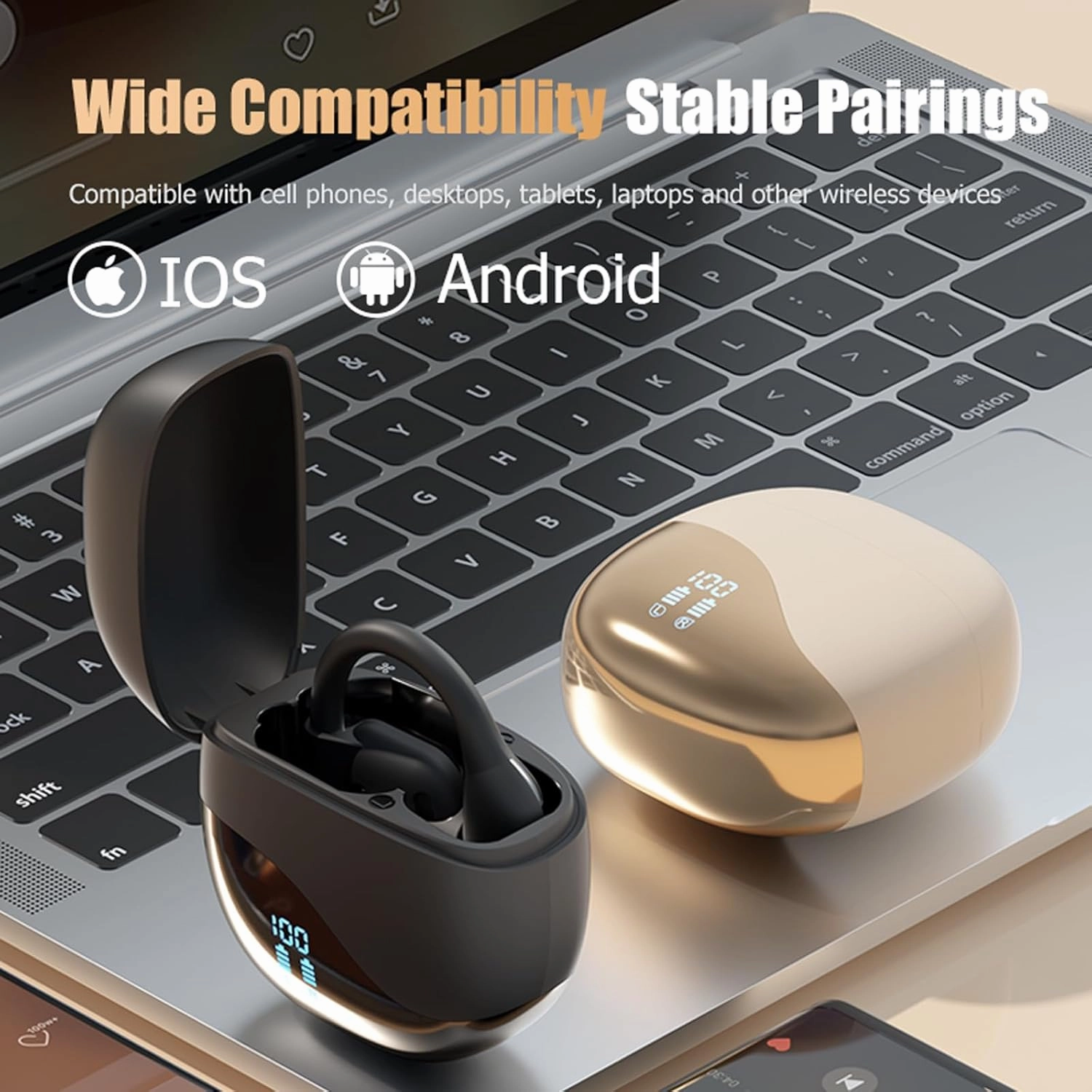 AI Language Translator Earbuds AI Headphones Live Language Translation Earbuds Real Time for iPhone Android Open Ear Buds Headphones Wireless Bluetooth Over The Ear Translate Translating Earbuds