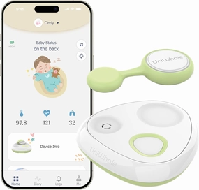 AI Smart Baby Monitor w/Free App, Tracking Breathing, Heart Rate & Sleep, Real-Time Alerts, Wireless & Portable, for Newborns to Toddlers (0-7 Years)