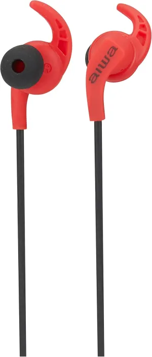 Aiwa Sport in Ear Wireless Earbuds with Bluetooth 5.0, 10mm Drivers, 30 Foot Range, 4 Hour Battery Life, Perfect for Workout, Premium Sound (Red)