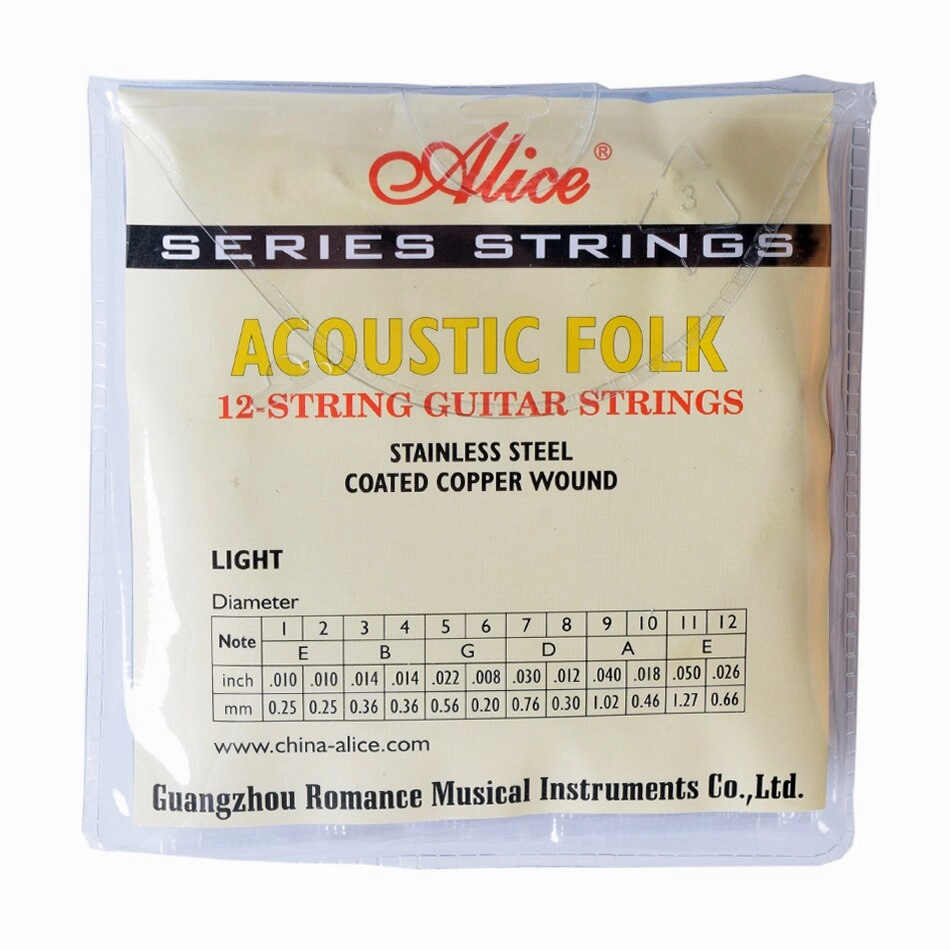 Alice A2012 12 Strings Acoustic Guitar Strings 010-026 Musical Instrument Guitar Parts Accessories 12 Guitarrra Strings 1 Set
