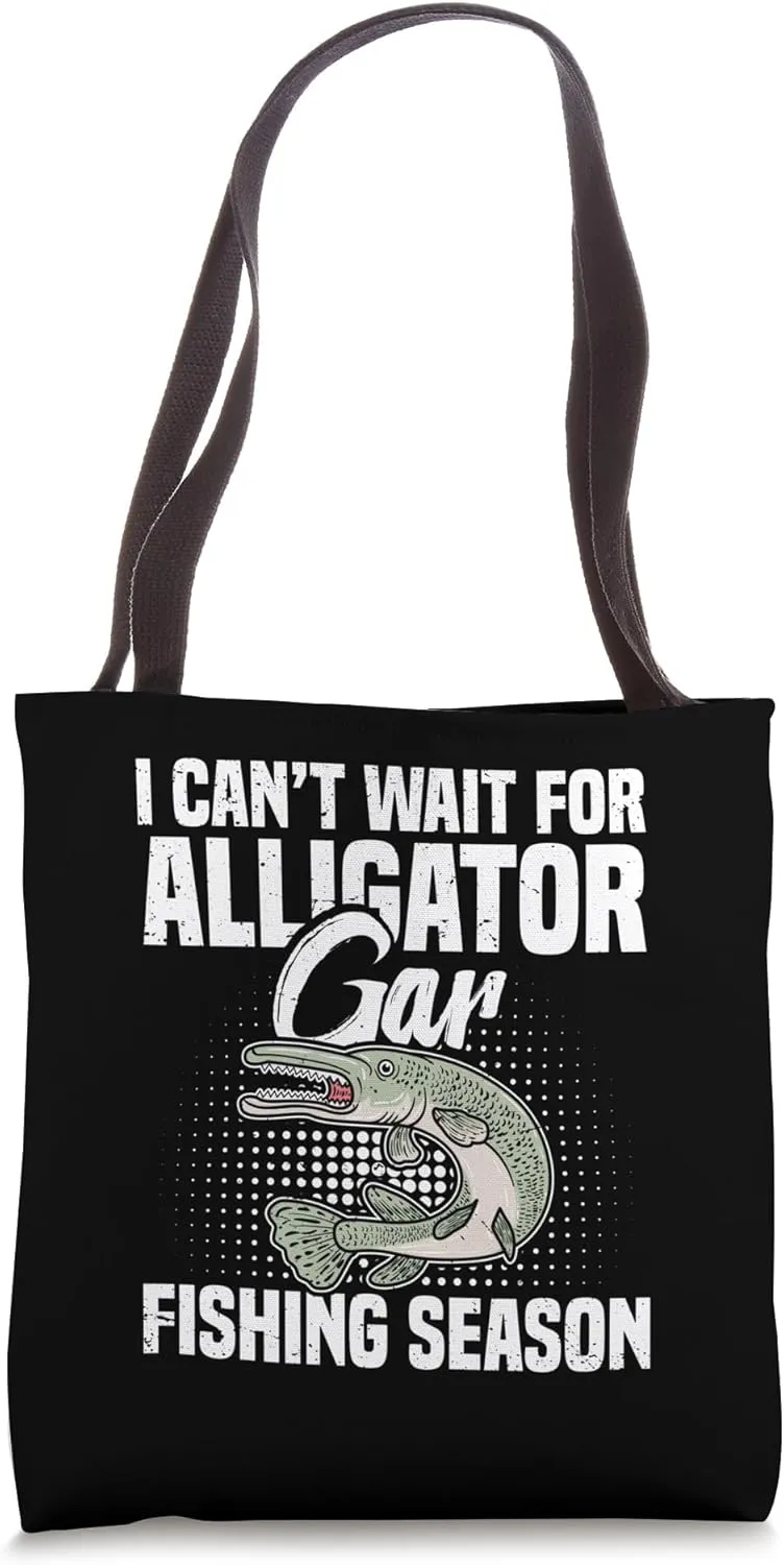 Alligator Gar Fisherman Rod and Reel Lure Alligator Fisher Tote Bag
