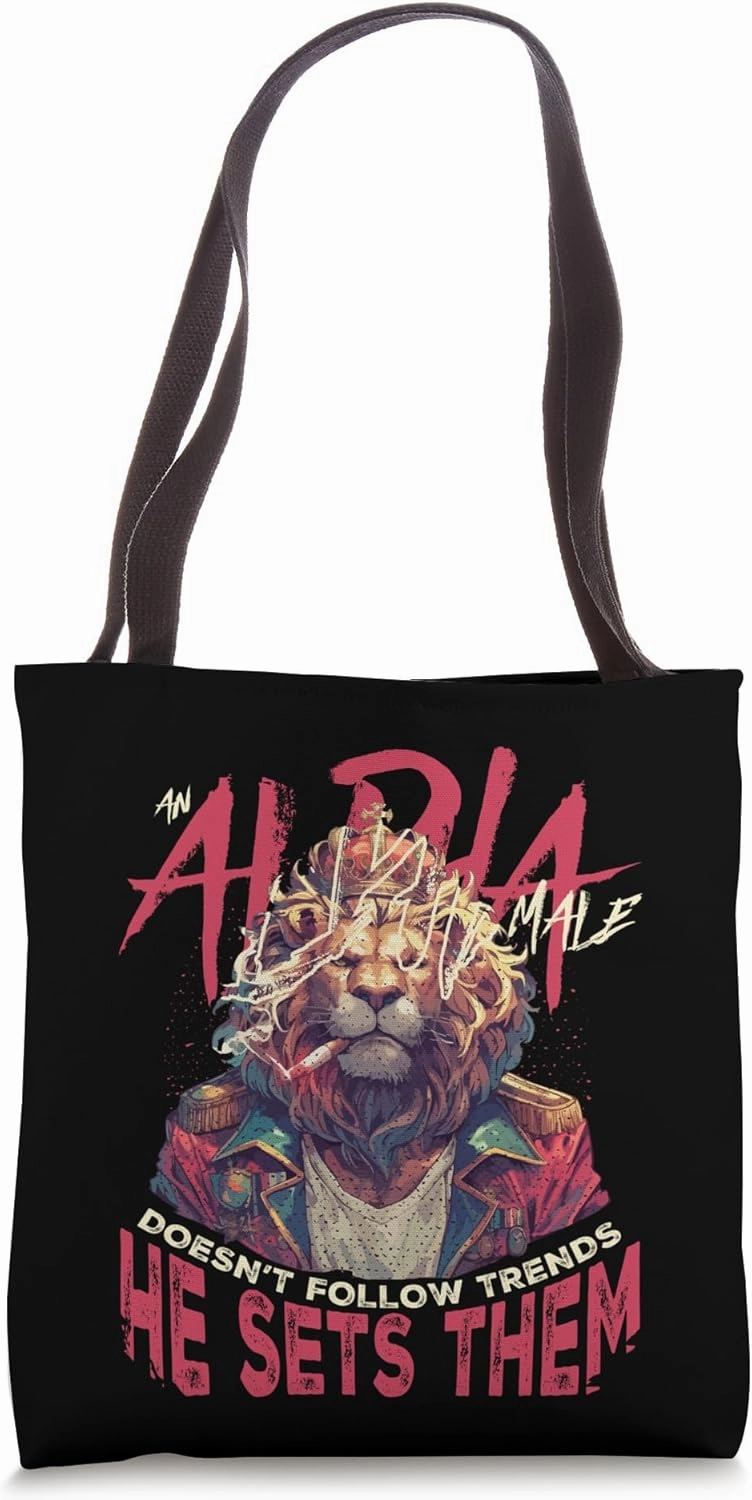 Alpha Male Lion Motivational Mindset Quote Tote Bag