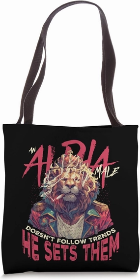 Alpha Male Lion Motivational Mindset Quote Tote Bag