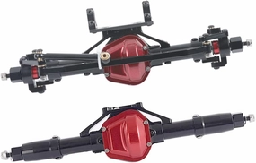 Aluminum Alloy Front and Rear Axle and Universal Driveshafts Set for 1/10 RC Crawler Car Axial SCX10 (Black)
