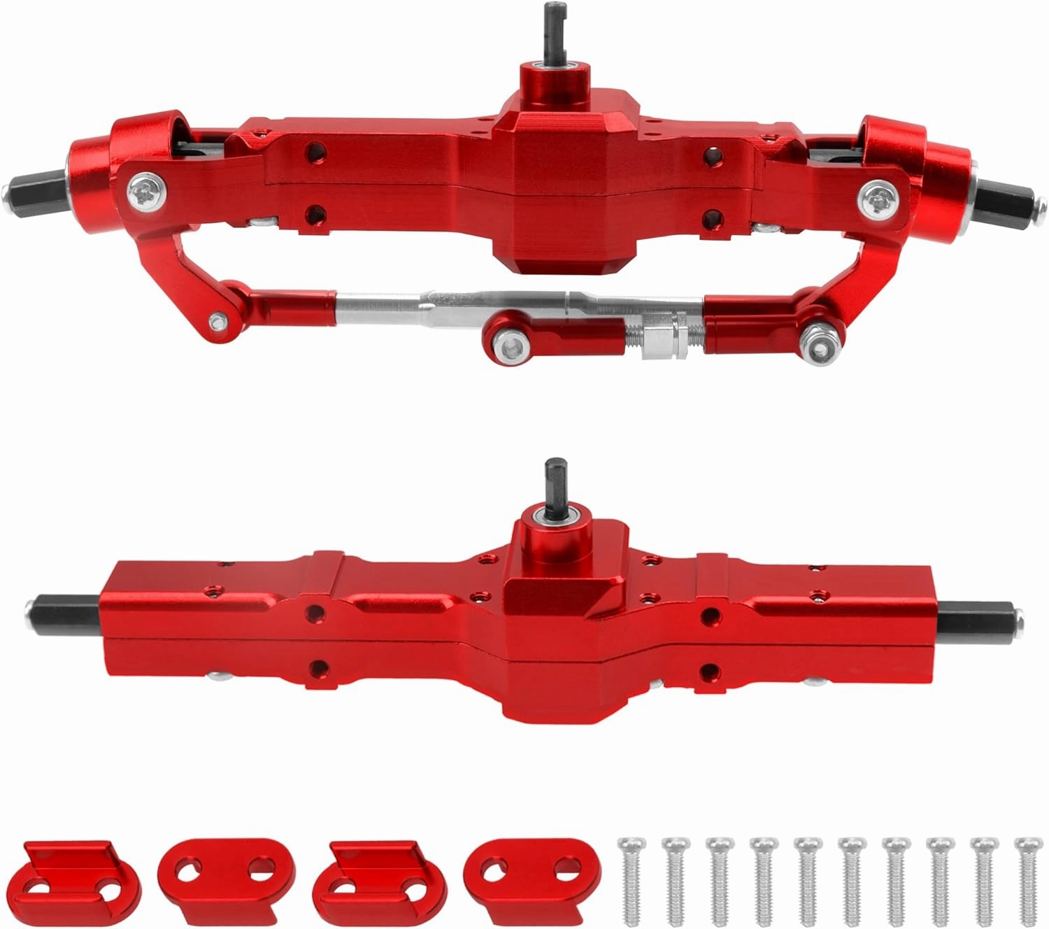 Aluminum Alloy Front Rear Portal Axle Upgrade Part Compatible with WPL B14 B16 B24 B36 HengLong FeiYu JJRC 1/16 RC Car (Red)