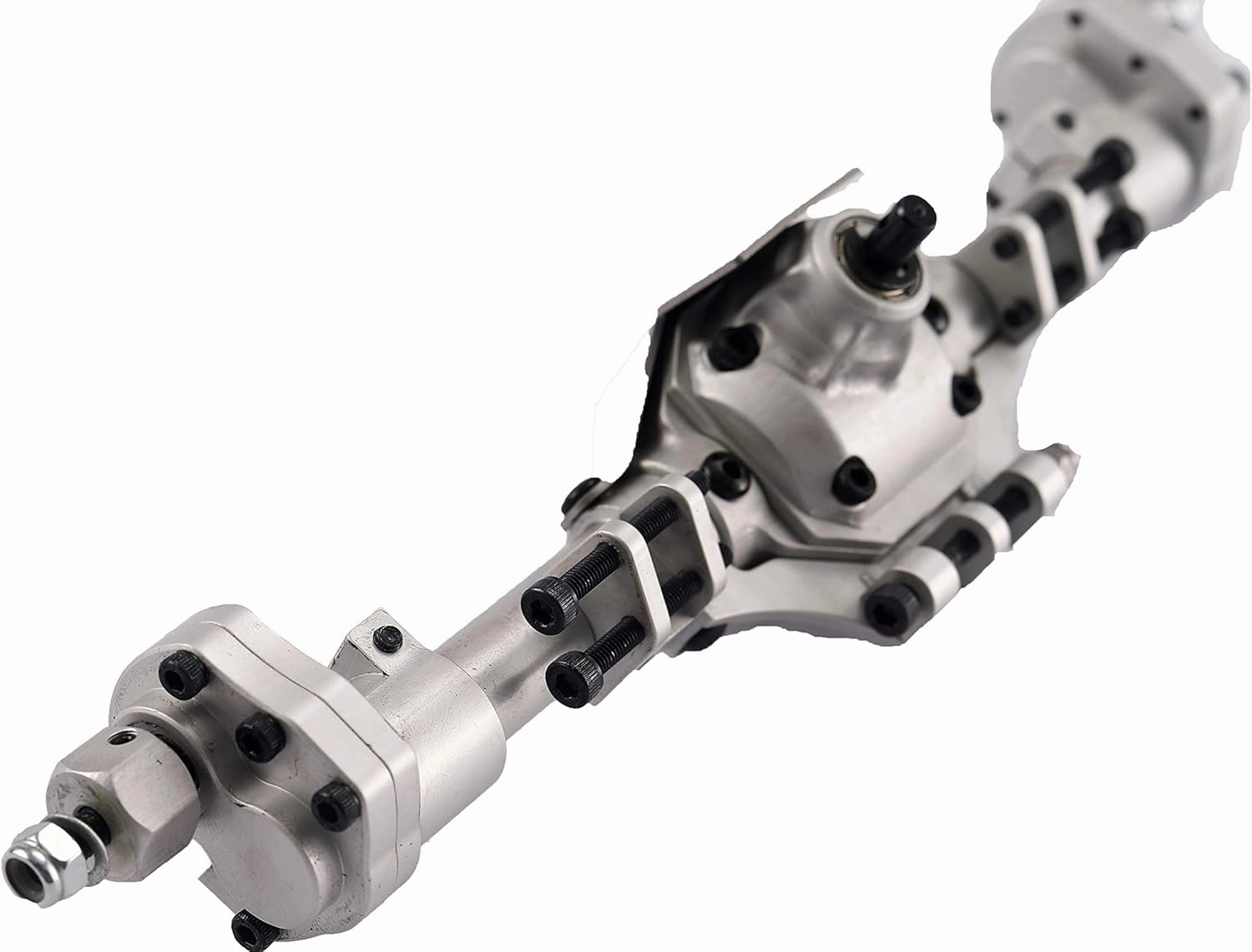 Aluminum Front / Rear Portal Axles Set for 1/10 Axial SCX10 II 90046 90047 RC Crawler Car (Silver)