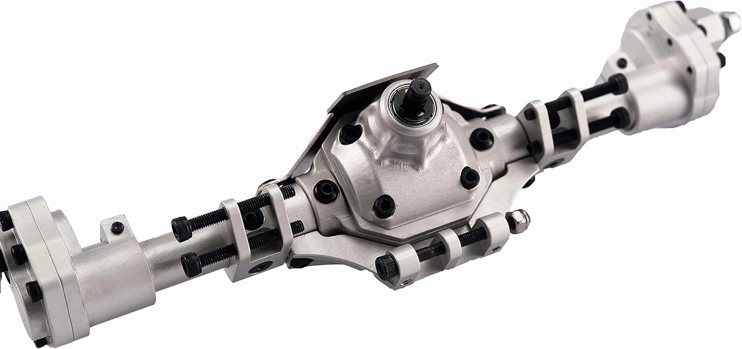 Aluminum Front / Rear Portal Axles Set for 1/10 Axial SCX10 II 90046 90047 RC Crawler Car (Silver)