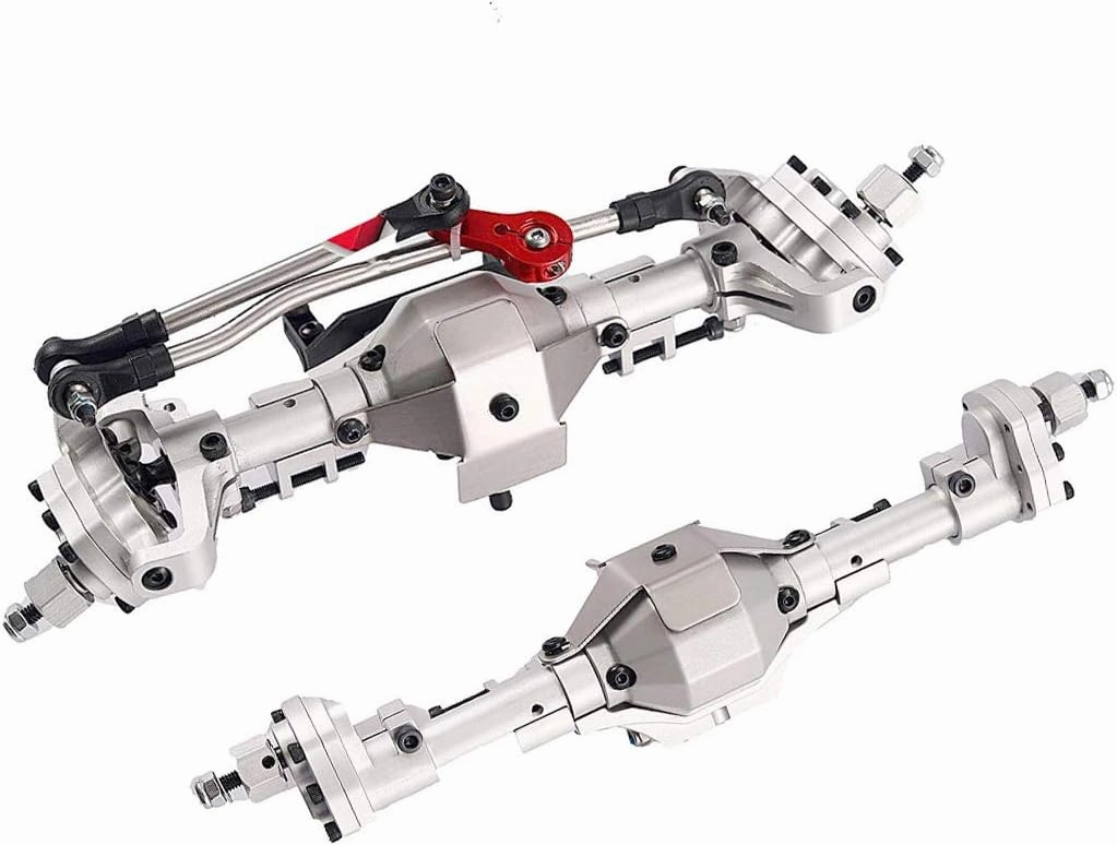 Aluminum Front / Rear Portal Axles Set for 1/10 Axial SCX10 II 90046 90047 RC Crawler Car (Silver)