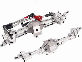 Aluminum Front / Rear Portal Axles Set for 1/10 Axial SCX10 II 90046 90047 RC Crawler Car (Silver)