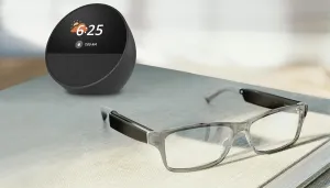 Amazon Echo Frames (newest model)   Echo Spot (newest model), Smart Glasses with Alexa, Modern Rectangle frames in Charcoal Gray with prescription ready lenses