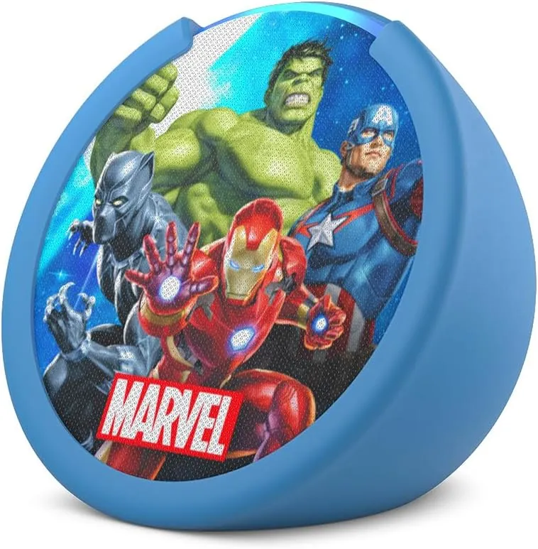 Amazon Echo Pop Kids (newest model), Designed for kids, with parental controls, Includes 6 months of Amazon Kids , Marvel's Avengers