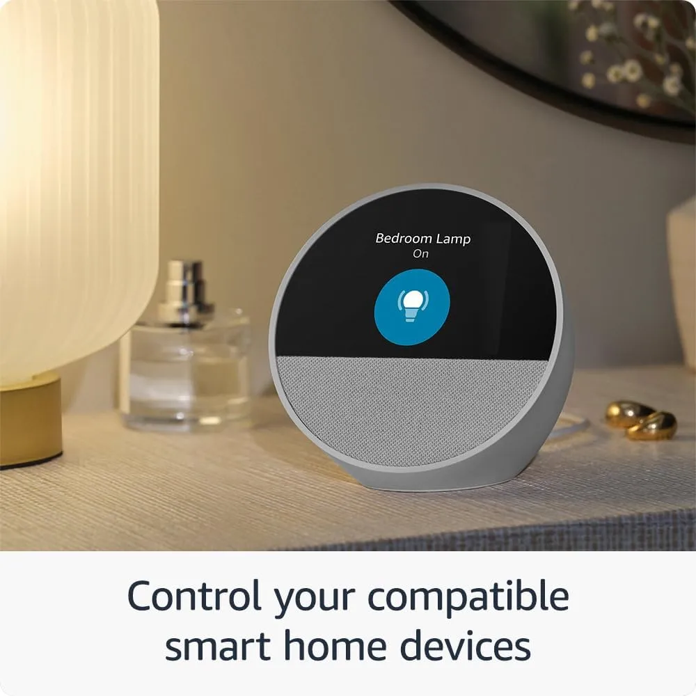 Amazon Echo Spot (newest model), Great for nightstands, offices and kitchens, Smart alarm clock with Alexa, Ocean Blue
