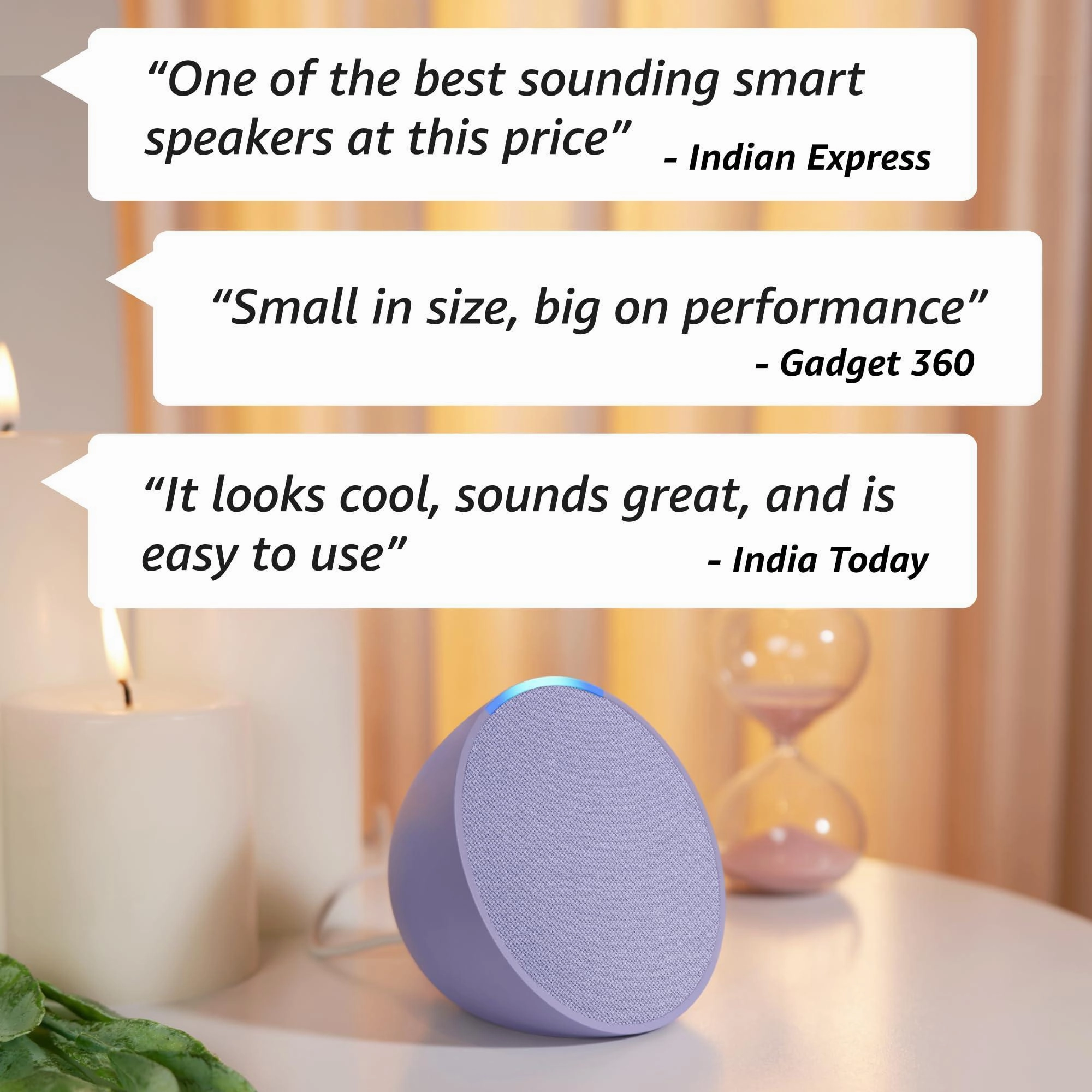 Amazon Echo Pop| Smart speaker with Alexa and Bluetooth| Loud sound, balanced bass, crisp vocals| Purple