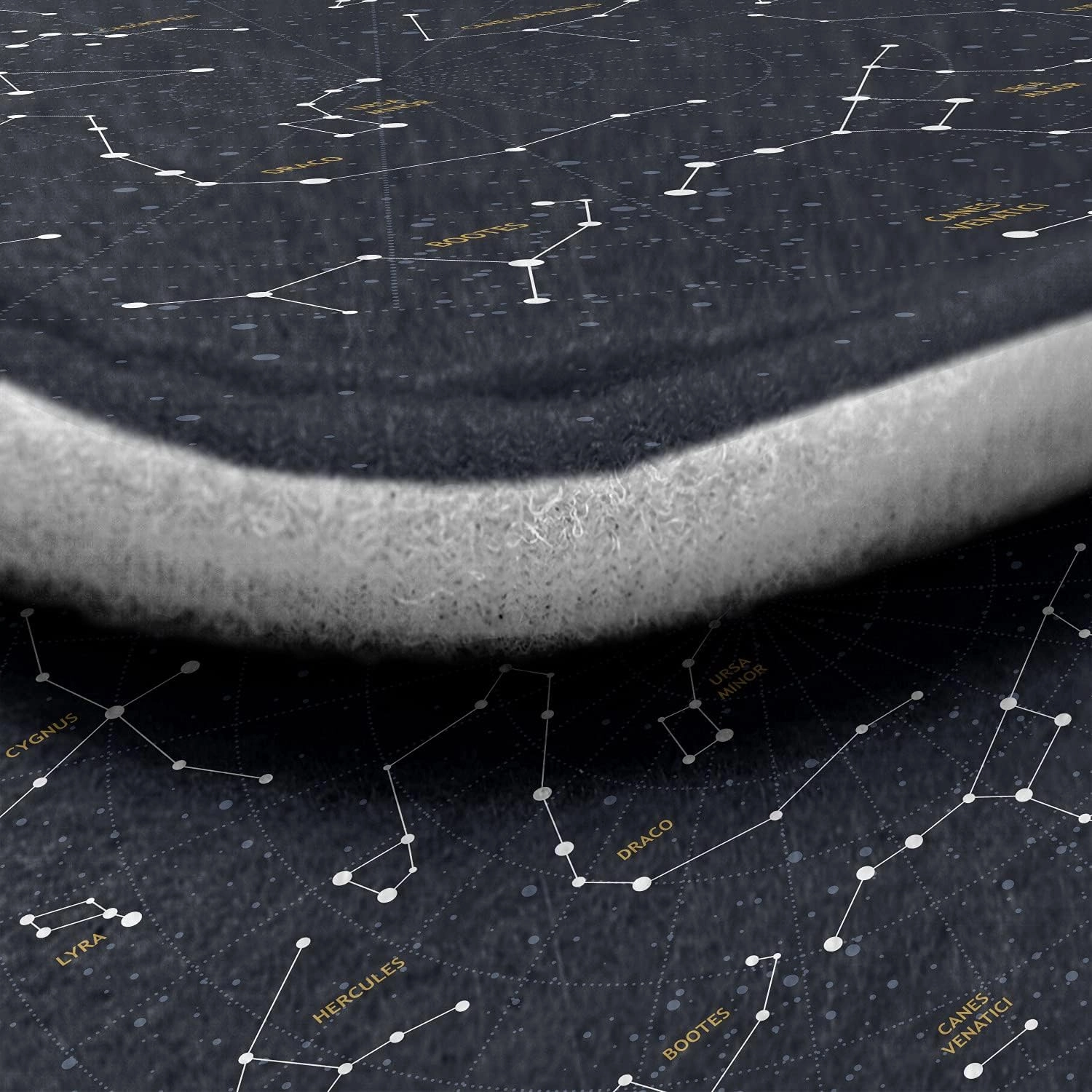 Ambesonne Constellation Car Mat Set of 4, Sky Map Andromeda Lacerta Cygnus Lyra Hercules Draco Bootes Lynx, Front & Back Seat Floor Mat Durable PVC Backing Car Accesory, Dark Blue Yellow White