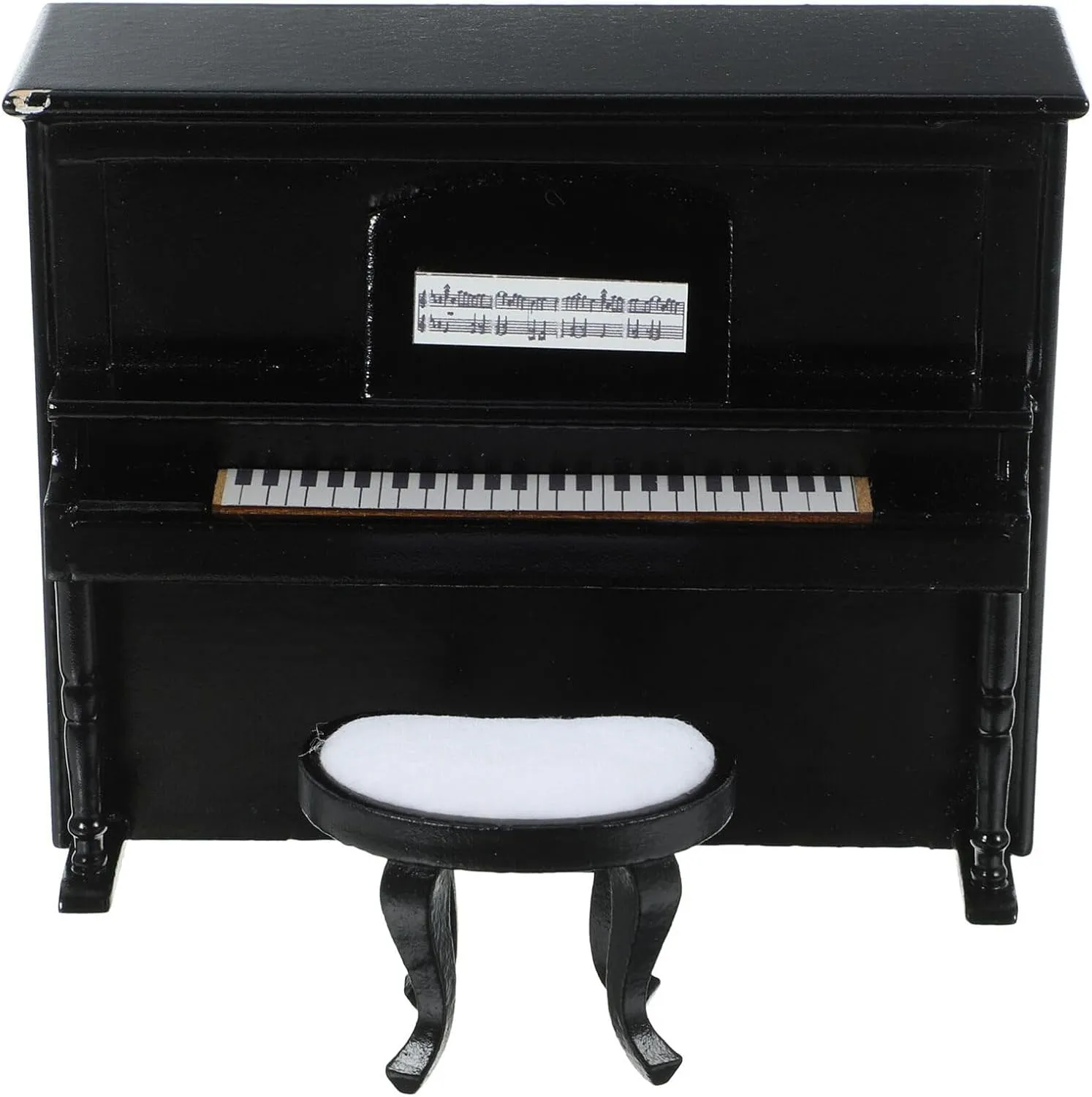 Amosfun Miniature Model Set Dollhouse Oak Piano Miniature Furniture Model Musical Instrument Accessory Lifelike Decorative Stool