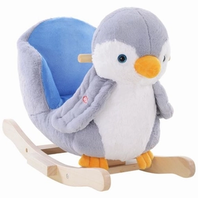 Animal Baby Rocking Horse – Plush Penguin with Musical Button