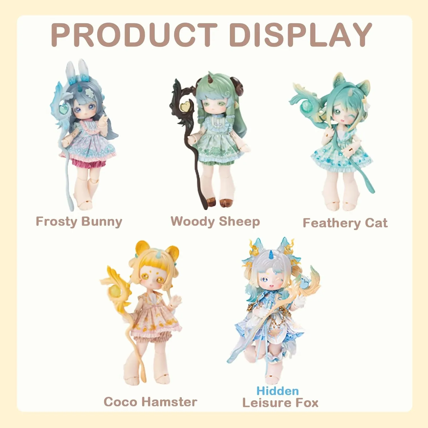 Antu Cute Beast Magic Series 4-Box Set (Contains 4 Figures No Repeat), 1/12 BJD Dolls Random Design Cute Figures Collectibles Birthday Gift