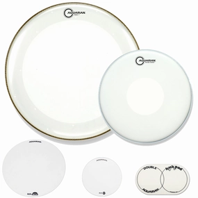 Aquarian 24" Groove Master Kick & Snare Bundle - 24" Full Force Bass Drum Head, TC Powerdot Snare Drum Head, KickPATCH, Double Kick Pad, & DuraDOT