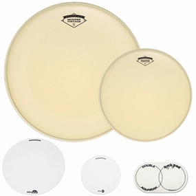Aquarian 24" Old School Kick & Snare Bundle - 24" ModernVintage Bass Drum Head, ModernVintage2 Coated Snare Head, KickPATCH, Double Kick Pad, &DuraDOT