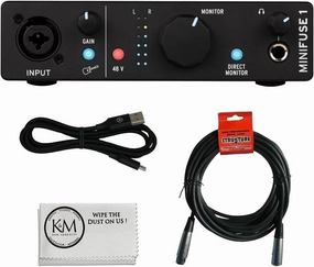 Arturia MiniFuse 1 Portable 1x2 USB Type-C Audio Interface | Black Bundled with a 20 ft. XLR Cable (2 Items)