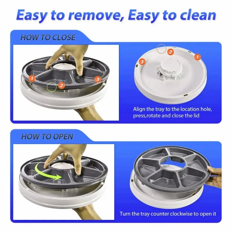 Automatic Pet Feeder Food Timing Dispenser Portion Control Detachable Dogs Cats Anti Dry Wet Food Feeding Device