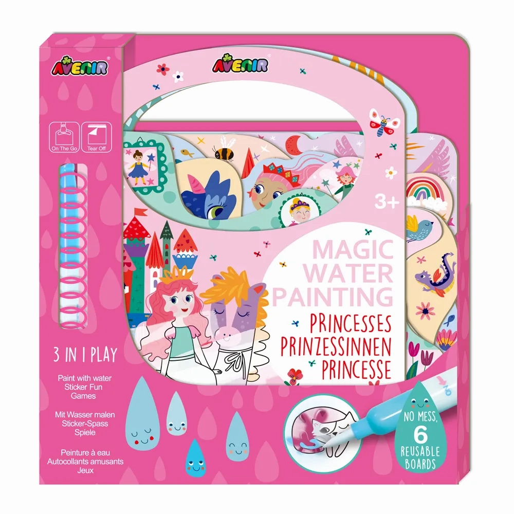Avenir - Magic Water Painting – Princesses | 6 Reusable Coloring Surfaces-Multicolor