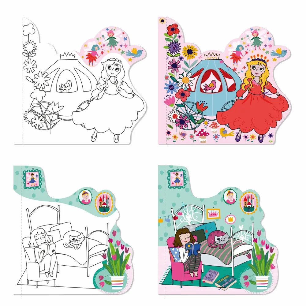 Avenir - Magic Water Painting – Princesses | 6 Reusable Coloring Surfaces-Multicolor