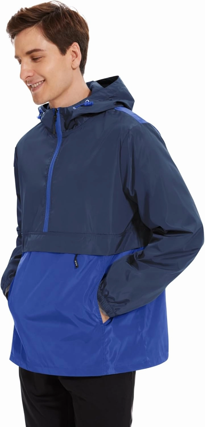 Avoogue Men's Rain Jacket Waterproof Lightweight windbreaker Packable Pullover for Hiking Golf Running