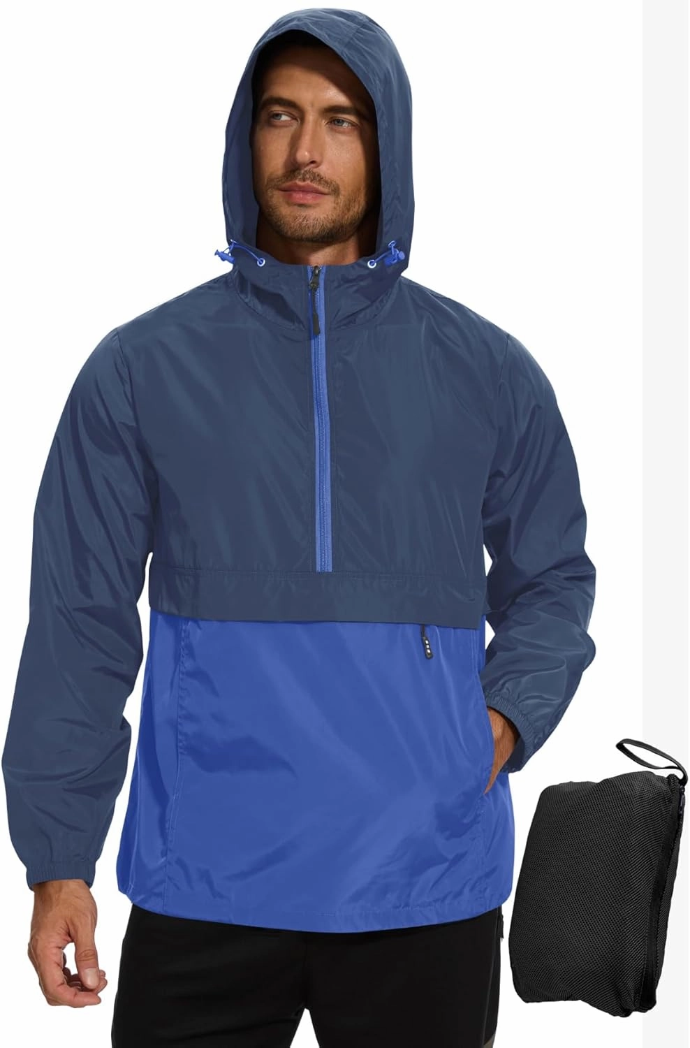 Avoogue Men's Rain Jacket Waterproof Lightweight windbreaker Packable Pullover for Hiking Golf Running