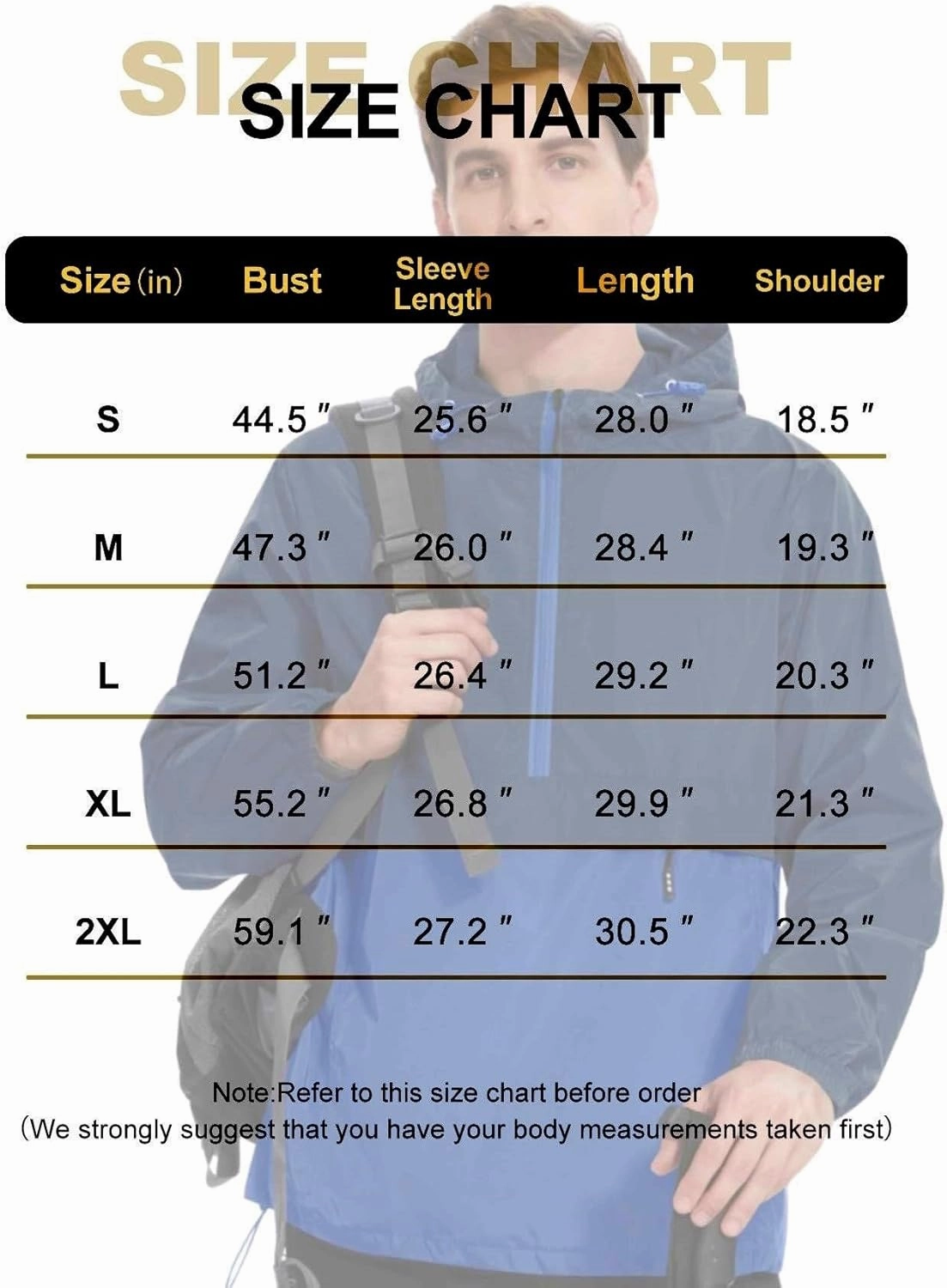 Avoogue Men's Rain Jacket Waterproof Lightweight windbreaker Packable Pullover for Hiking Golf Running