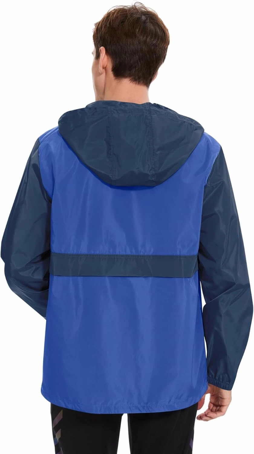 Avoogue Men's Rain Jacket Waterproof Lightweight windbreaker Packable Pullover for Hiking Golf Running