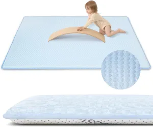 Baby Play Mat for Summer,1.3 Thick Memory Foam Cooling Floor Tummy Time Mat, Soft & Breathable, Non-Slip Rectangular for Toddlers’ Playtime & Rest(Light Blue,39"x59")
