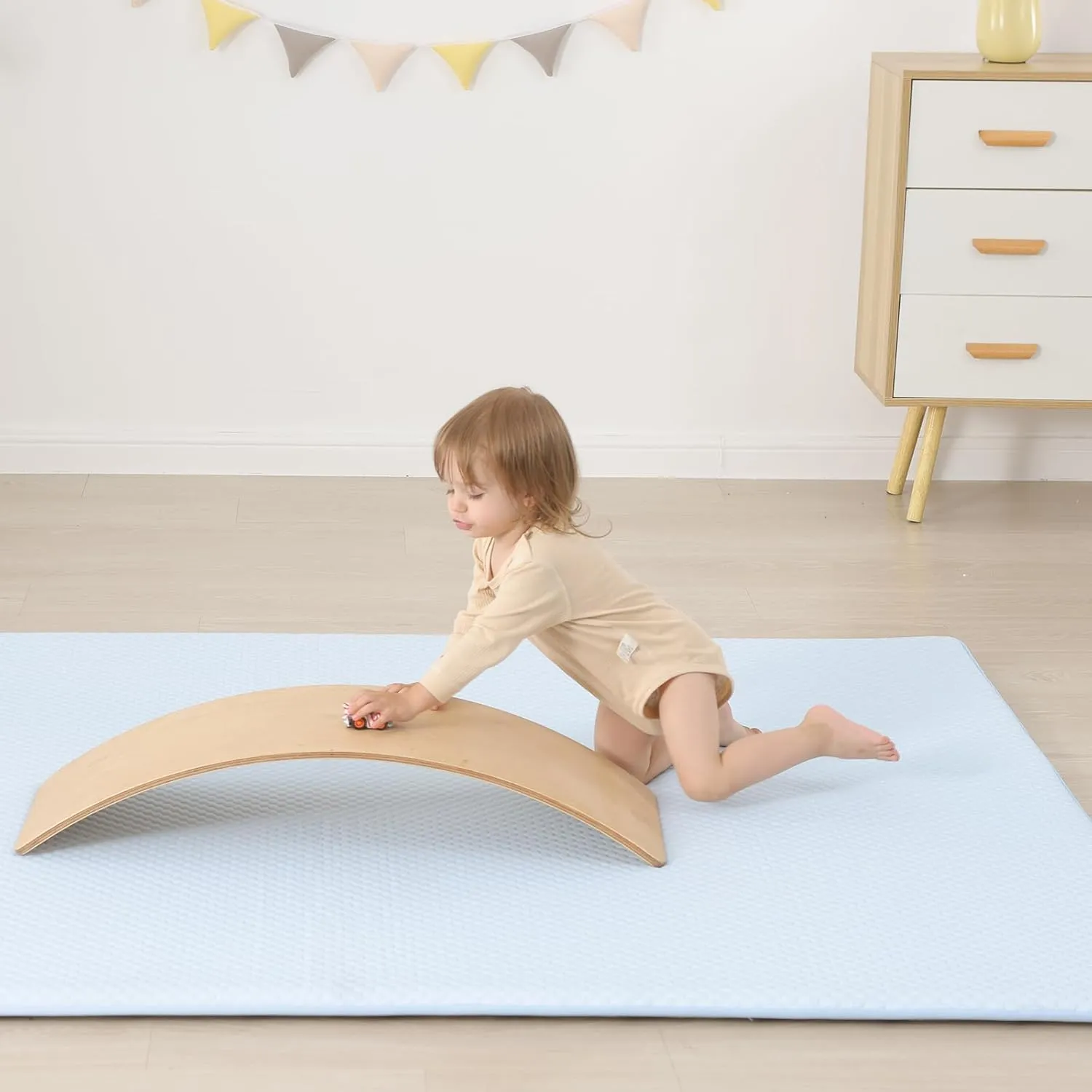 Baby Play Mat for Summer,1.3 Thick Memory Foam Cooling Floor Tummy Time Mat, Soft & Breathable, Non-Slip Rectangular for Toddlers’ Playtime & Rest(Light Blue,39"x59")