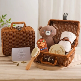 Baby Crochet Bear Teething Toys Cotton Towel Gift Box Bath Toys Set