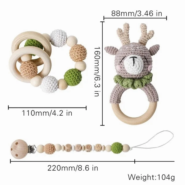 Baby Crochet Bear Teething Toys Cotton Towel Gift Box Bath Toys Set