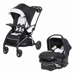 Baby Trend Sit N' Stand 5-in-1 Shopper Stroller w/Canopy & Storage Basket & EZ-Lift Plus Lightweight Infant Car Seat w/Cozy Cover & Base, Modern Khaki