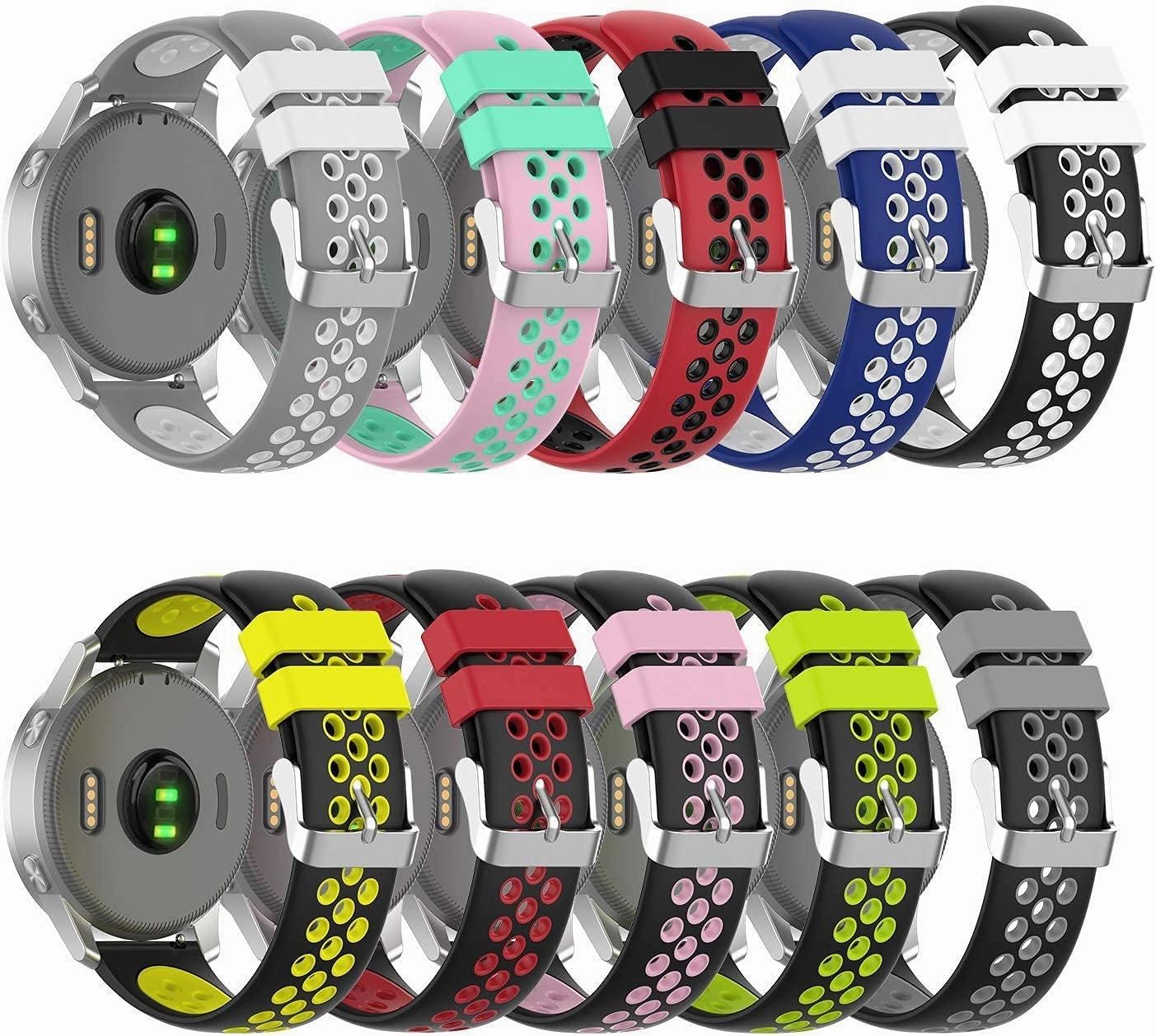 Band Compatible for Garmin Vivoactive 5 3/Venu sq/Venu/Venu 2 Plus/Forerunner 55 165 245 Music Watch,Adjustable Replacement Bands Sport Straps Water Proof Silicone Watch Bands for Women&Men