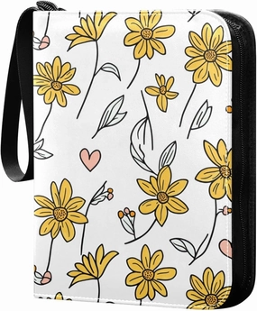 baseball card album with double sided removable sleeves for game, baseball cards collection Black-eyed Susan Simple Line Valentine's Day