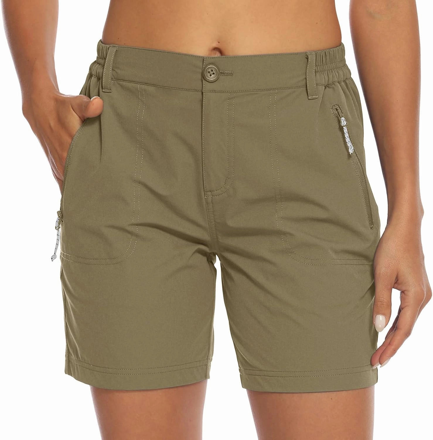 BASUDAM Women's Hiking Shorts Quick Dry Stretch Water Resistant Lightweight Outdoor Zipper Pockets