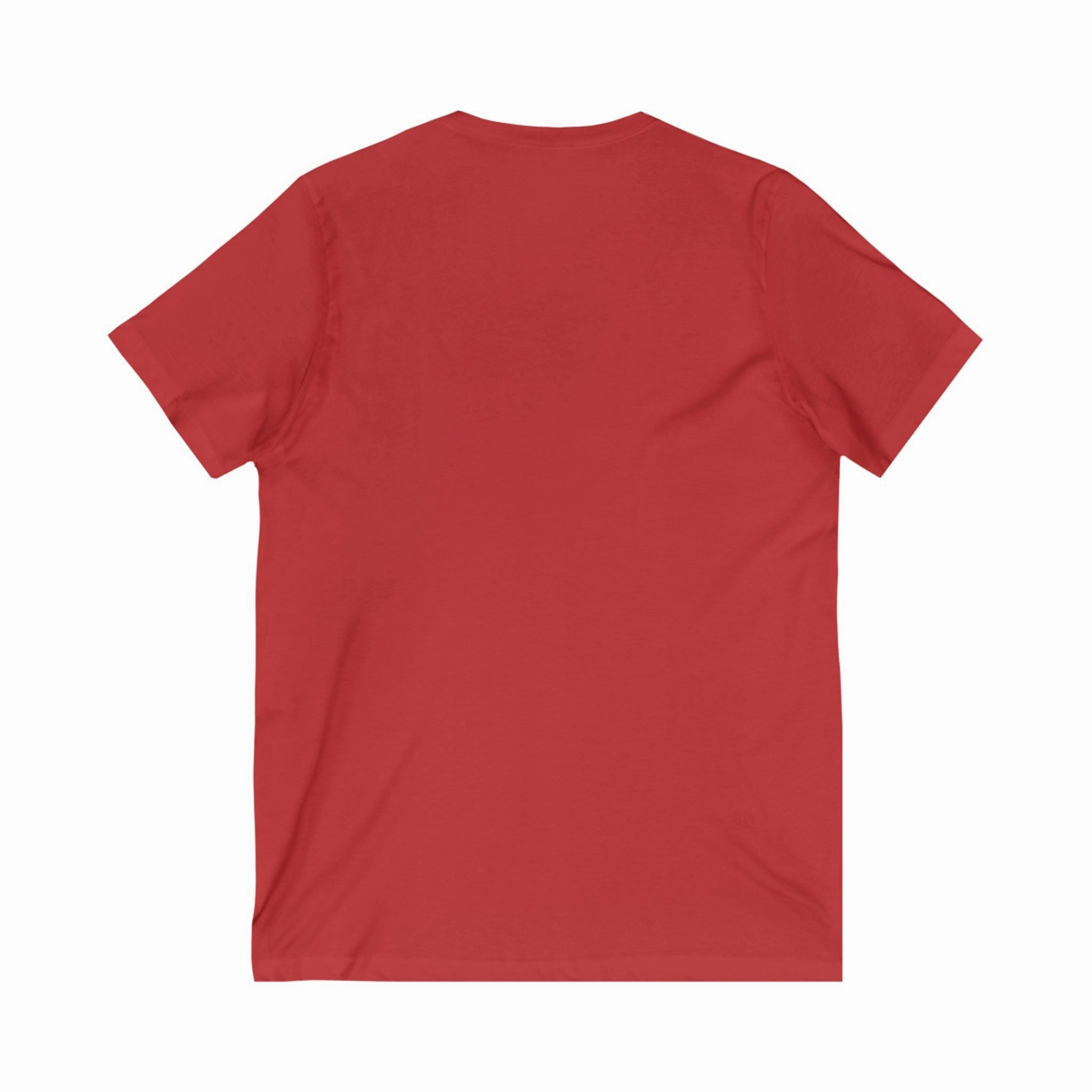 Be happy with what you have while working for what you want  (Unisex Jersey Short Sleeve V-neck - Comfortable Everyday Wear)