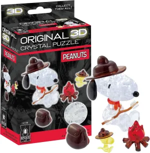 BePuzzled, Peanuts Snoopy Campfire Original 3D Crystal Puzzle, Perfect for Puzzlers Ages 12 and Up, Challenging to Complete and Beautiful to Display, Collect Them All