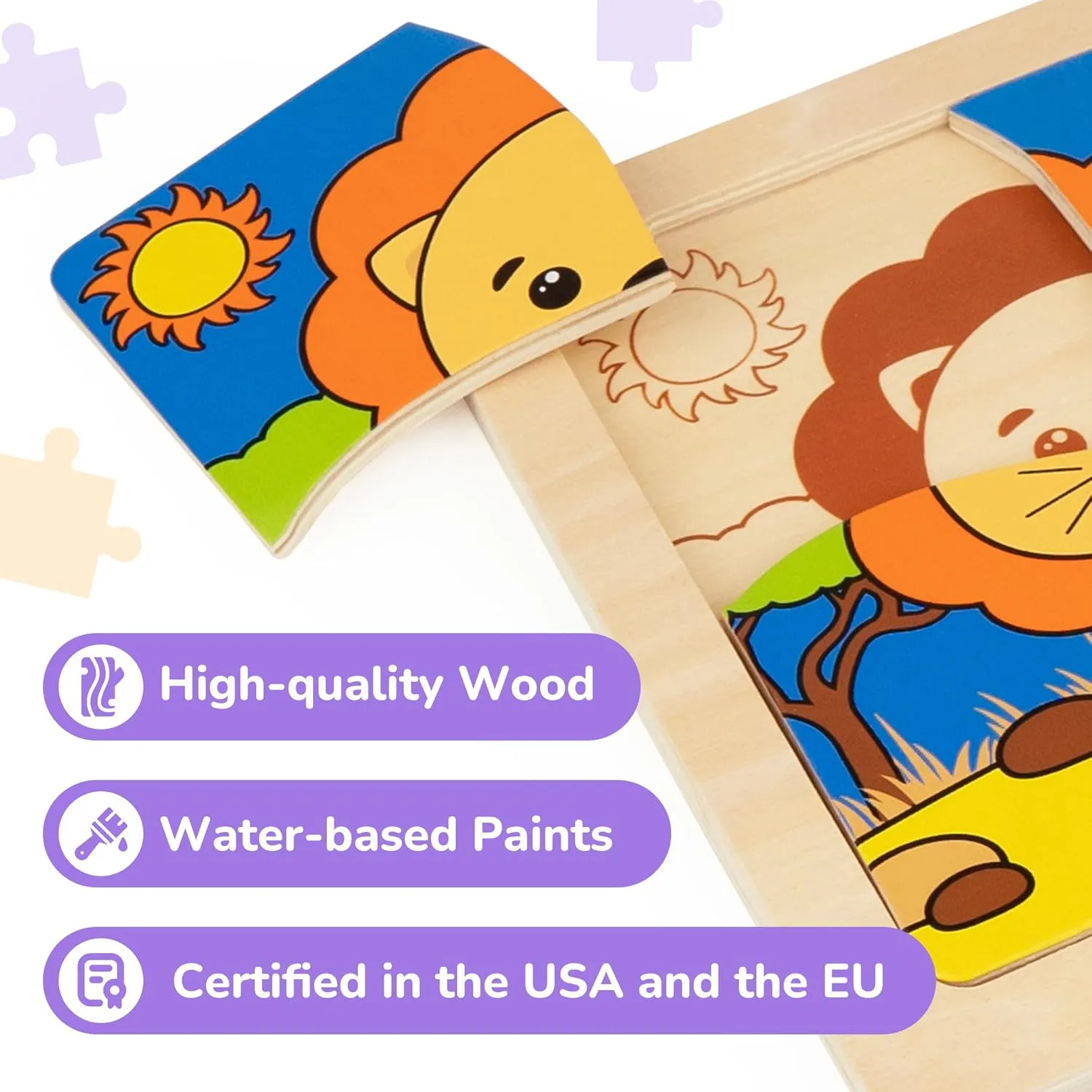 Bimi Boo 6-Sets of Wooden Animal Puzzles for Toddlers 1-3 - Preschooler Montessori 4-Pieces Jigsaw Puzzle Sets - STEM Educational Learning Wooden Toy for Babies (4 Pcs Per Set, 6 Sets)