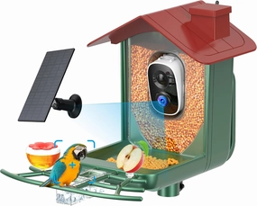 Bird Feeder with Camera Outdoor Solar: Smart Birdfeeder Cam for Outside Garden - 2K HD Live Video Camera AI Recognition Visible Window Auto Capture -Bird Lover Gifts