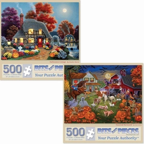 Bits and Pieces 500 Piece Jigsaw Puzzle for Adults - Great Value Set of 2 - Each Puzzle Size 18" x 24" - 500 Piece Halloween Jigsaw Puzzle - Large Pieces by Various Artists