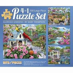 Bits and Pieces - 4-in-1 Multipack 300 Piece Jigsaw Puzzle for Adults - 300 Piece Puzzle Set by Mary Thompson - 16" x 20" (41cm x 51cm)