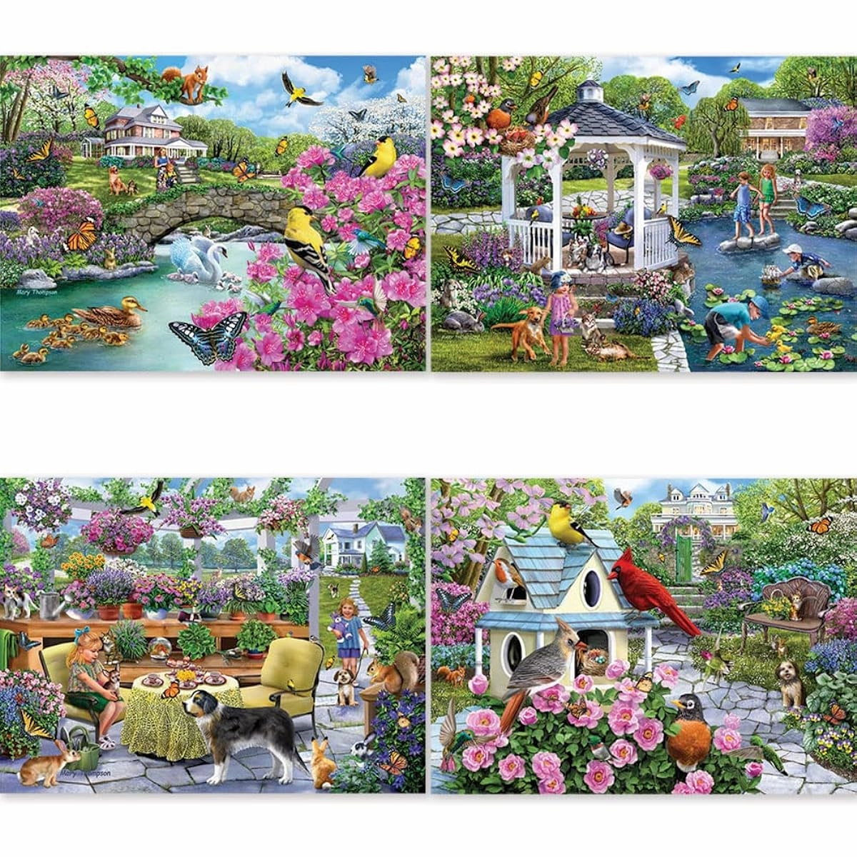 Bits and Pieces - 4-in-1 Multipack 300 Piece Jigsaw Puzzle for Adults - 300 Piece Puzzle Set by Mary Thompson - 16" x 20" (41cm x 51cm)